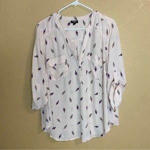 TORRID Ice Cream Cone Print Roll Sleeve 1/2 Button Shirt